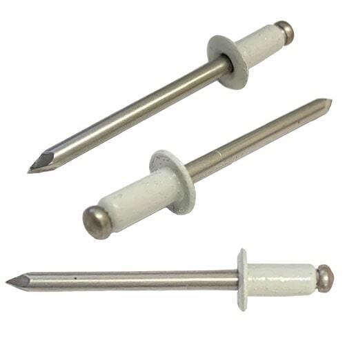 AB44AW 1/8" X 1/4" Blind Rivet, Dome Head, All Aluminum Rivet/Mandrel, Painted White